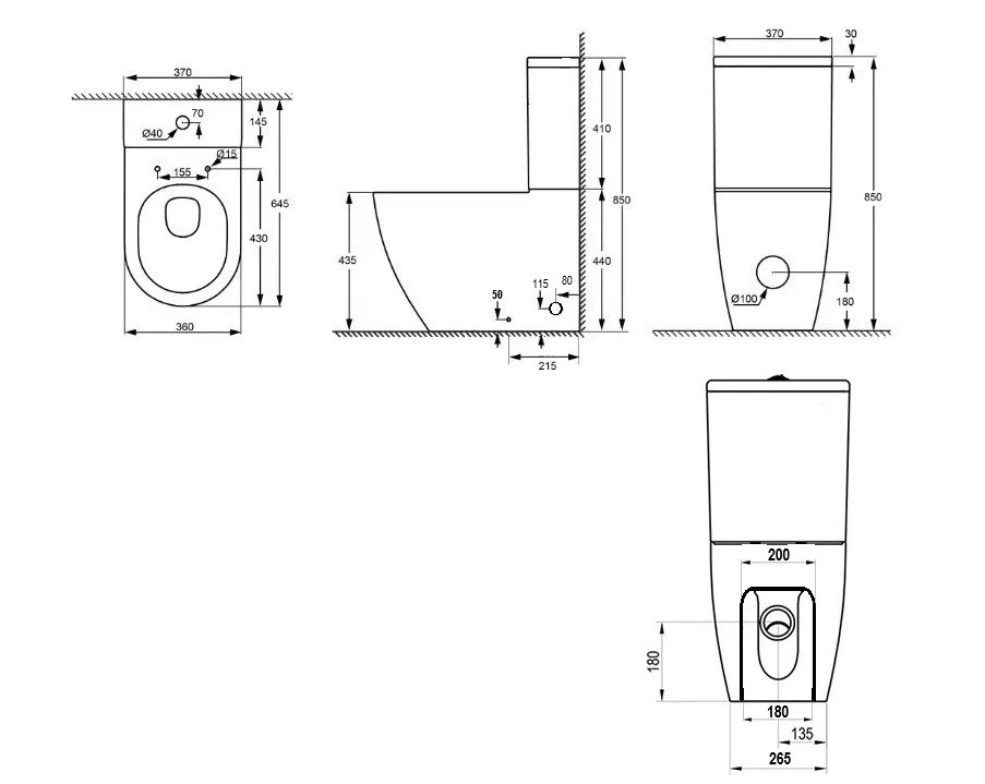 Vas WC compact ARIZONA, alb lucios, Rimless Vortex, evacuare Vario, din porțelan [1]