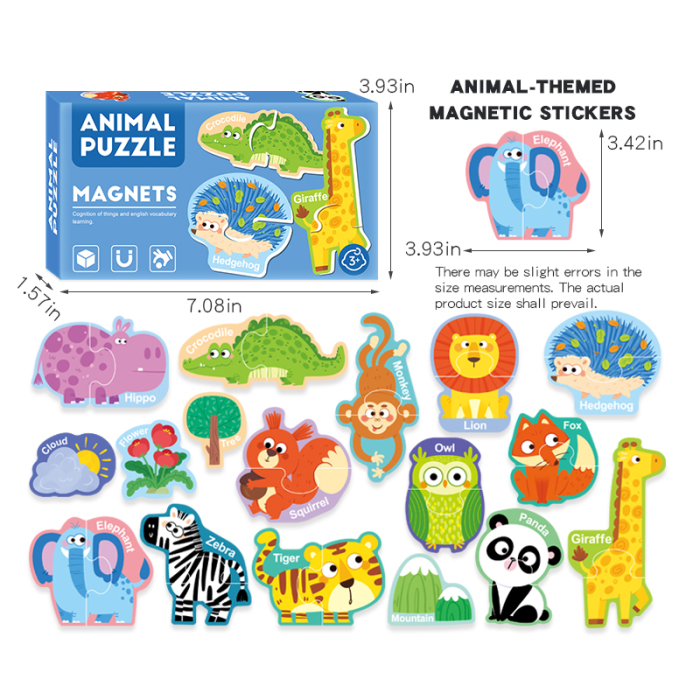 Set puzzle magnetic Lumea animalelor, copii, 17 bucati [3]