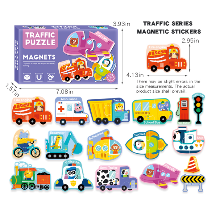 Set puzzle magnetic Mijloace de transport, copii, 17 bucati [2]