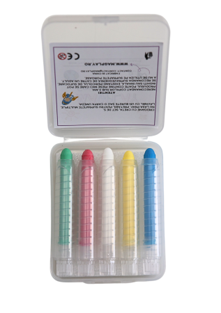 Pachet Creioane cu Creta Lavabila 5 Buc + Suport Magnetic Albastru – Non-Toxice, Suport Retractabil [1]