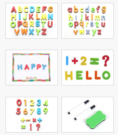 Set Educativ Alfabet Magnetic, 121 piese, Tabla magnetica dubla, Joc Educativ Montessori copii [4]