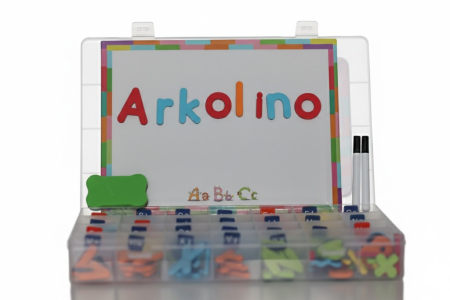 Set Educativ Alfabet Magnetic, 121 piese, Tabla magnetica dubla, Joc Educativ Montessori copii [1]