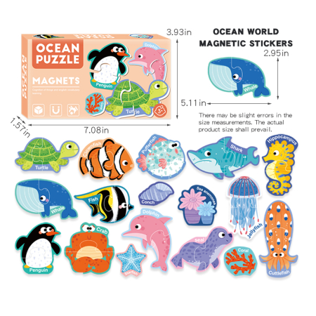Set puzzle magnetic Lumea oceanelor, copii, 17 bucati [1]