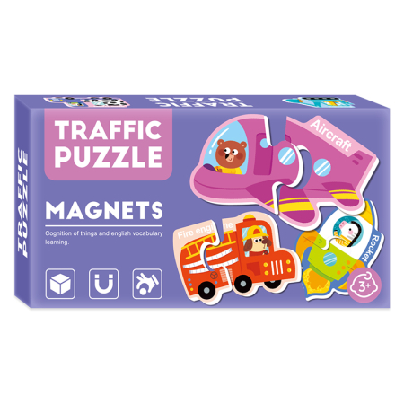 Produse - Set puzzle magnetic Mijloace de transport, copii, 17 bucati