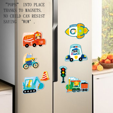 Set puzzle magnetic Mijloace de transport, copii, 17 bucati [3]