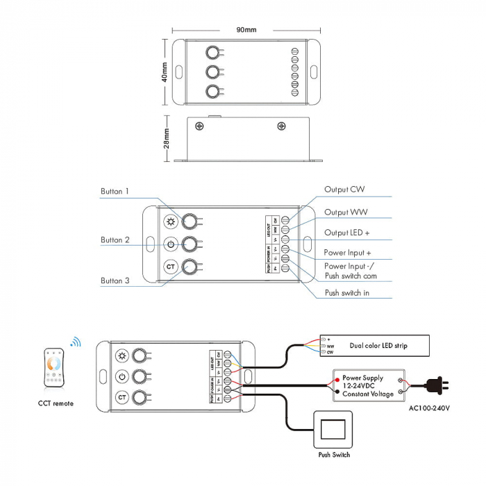 Controler LED - CCT - 12-24V DC 2x10A - V2-C [2]
