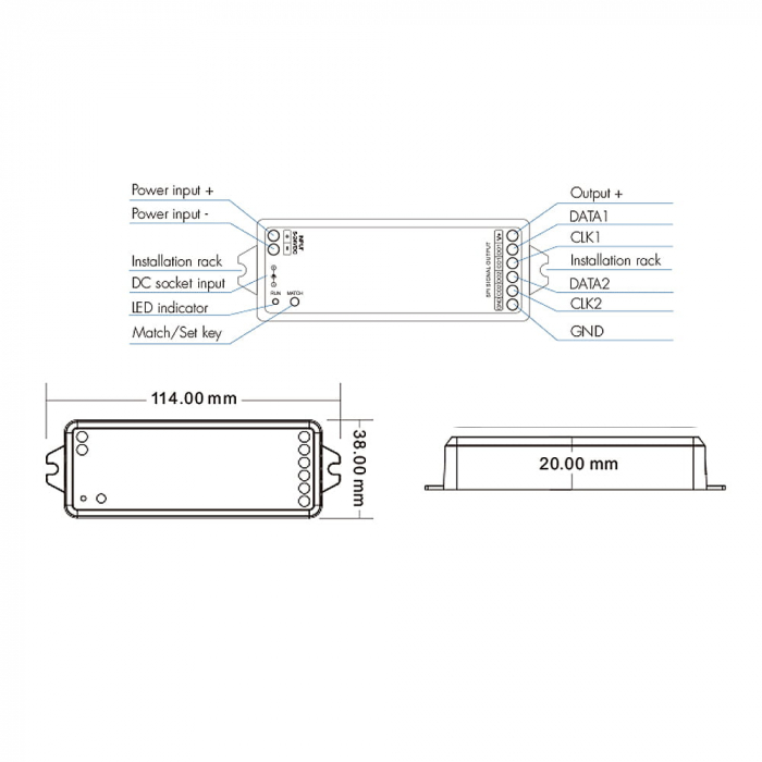 Controler SPI LED (WiFi) - pentru benzi LED digitale - 8A 5-24V DC - 1000 pixeli - WT-SPI [2]