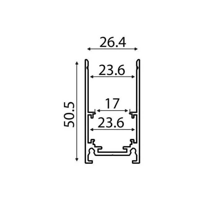 Felületre szerelhető / függesztett mágneses sín matt fekete, 1 m, 48V DC [2]