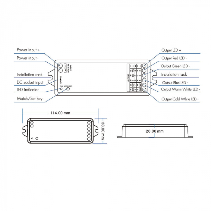 LED Controler 5in1 (WiFi) - Mono /CCT /RGB /RGB+CCT - 12-24V DC 15A - Alexa Tuya - WT5 [4]