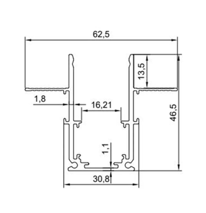 Süllyesztett mágneses sín matt fekete, 1 m, 48V DC [2]