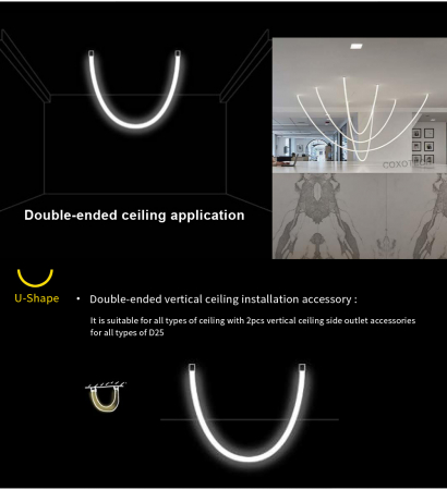 Neon LED φ25 360 ° - 2 seturi de accesorii de montare verticala