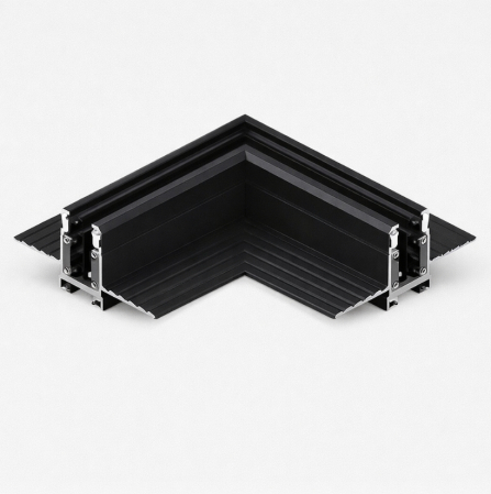 Mágneses sín 5 mm - 90°-os fekete sarokcsatlakozó süllyesztett mágneses sínhez