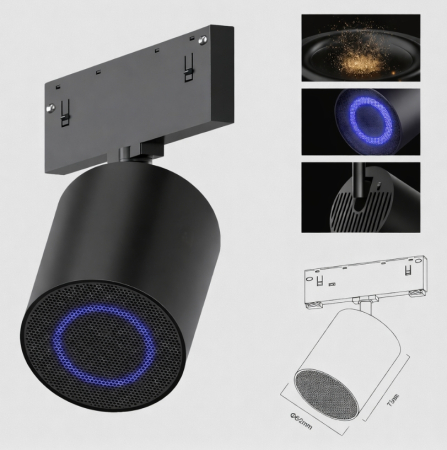 Mágneses sín 5 mm - Bluetooth hangszóró mágneses sínhez 24V – 10W | Mennyezetbe integrált audiorendszer