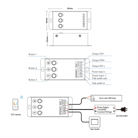 Controler LED - CCT - 12-24V DC 2x10A - V2-C [1]