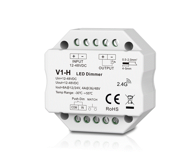 LED szalag vezérlő - Controler LED - Mono - 12-48V DC 1x8A - V1-H