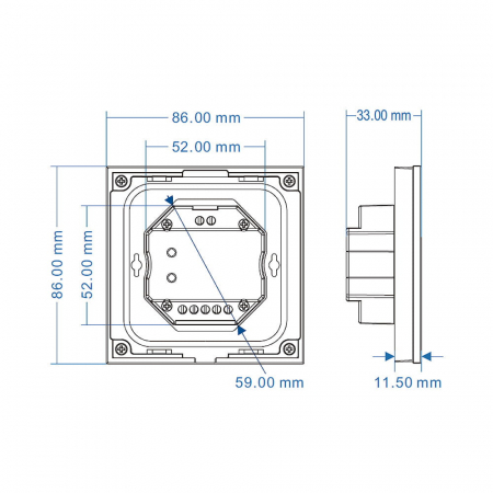 Controler LED montat pe perete - RGB+W - 1 zonă - 12-24V DC 12A - T4-1(W) [2]