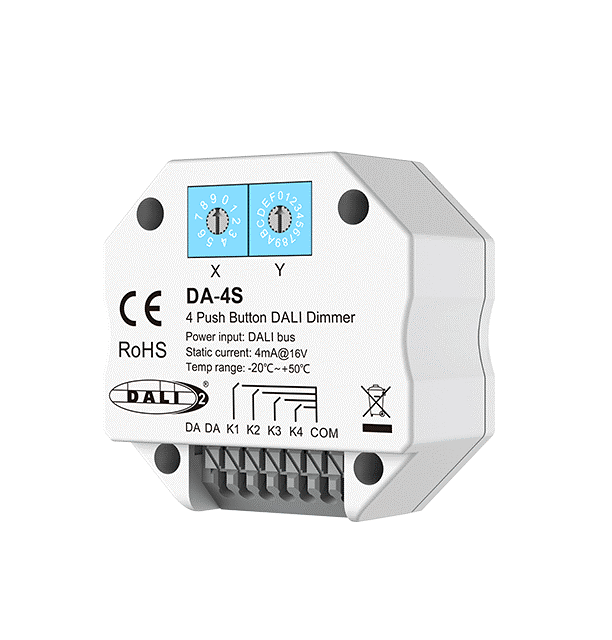 Seria DALI - Convertor de semnal de control DALI (Push Dim) - Control fără potențial - Mono - DALI Bus - DA-4S