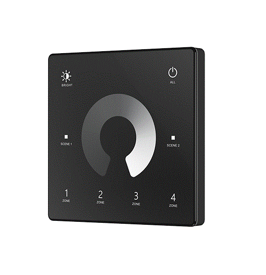 Sistem de control RF Mono - Panou LED montat pe perete - Mono - 4 zone - 3V - TW1-4(B)