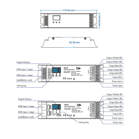 Receptor LED DMX512 - 5 canale - 12-48V DC 5x4A - Decodor DMX - D5-P [2]