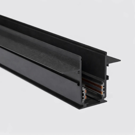 Mágneses sín 20 mm - Süllyesztett mágneses sín matt fekete, 2 m, 48V DC