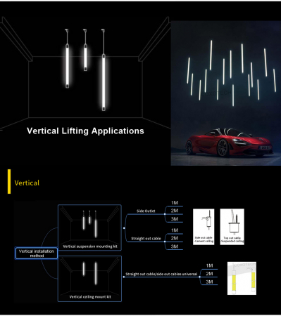 Neon LED φ25 360 ° - Un set agățat vertical, accesoriu de ieșire laterală (set de blocare pentru ieșire laterală cu cap metalic)1 buc capac metalic