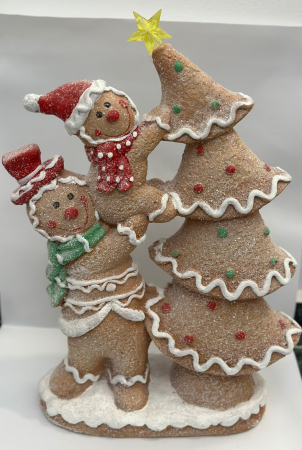 Decoratiuni de Craciun - Omuleti din turta dulce si brad cu stea cu iluminare led