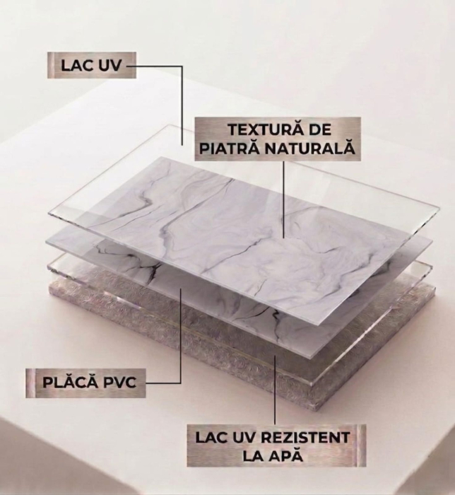 Placa PVC Alb Statuario Striata XL [5]