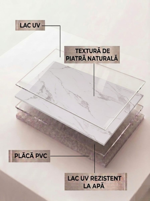 Placă PVC / SPC Marmura Albă Carrara Frost Lucios XL [4]