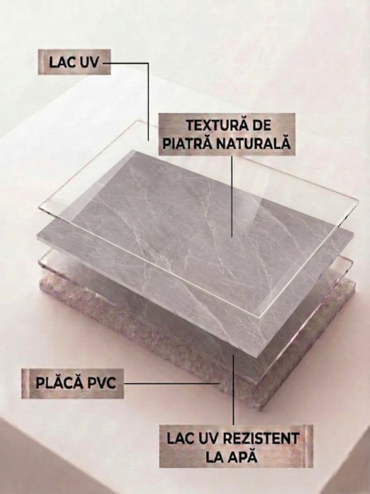 Placă PVC Marmura Grafit Crystal Lucios XL [4]