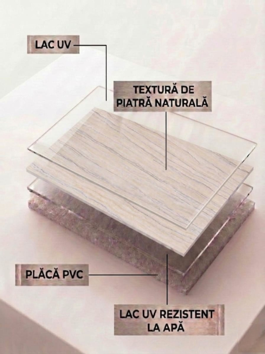 Placă PVC Marmura Travertin Linear Lucios XL [4]