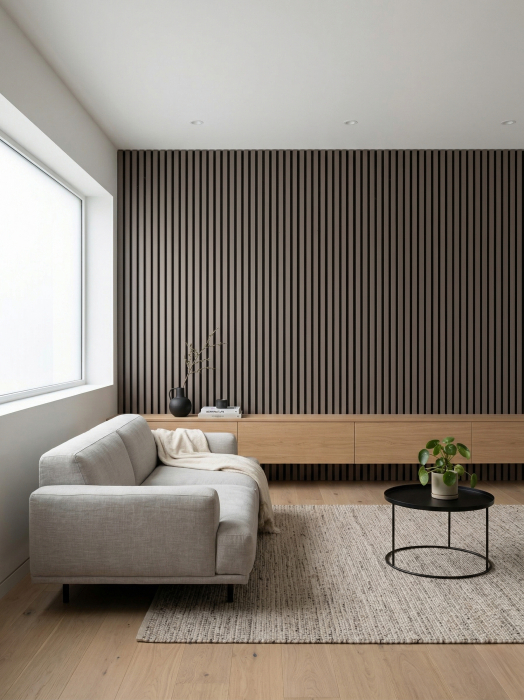 Riflaj MDF Acustic Gri Închis (Antracit) 280x50cm [5]