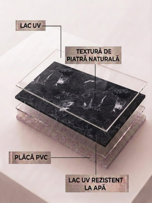 Placă PVC Marmura Cosmic Black Lucios L [3]