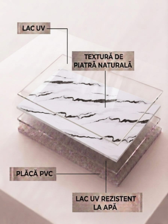 Placă PVC Marmura Arctic Black Lucios L [2]