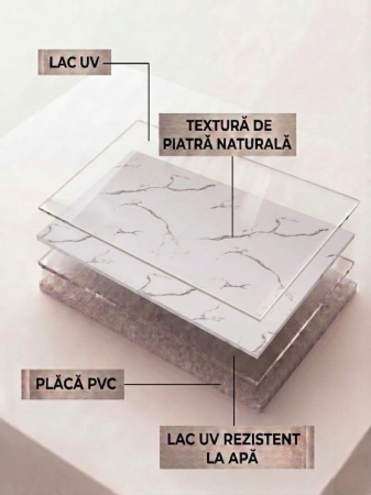 Placă PVC / SPC Marmura Albă Titan Lucios XL [3]