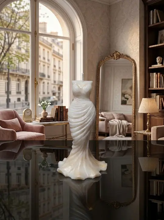 Lumanare parfumata in forma de rochie, din ceara naturala de soia, fitil din bumbac, Handmade [2]