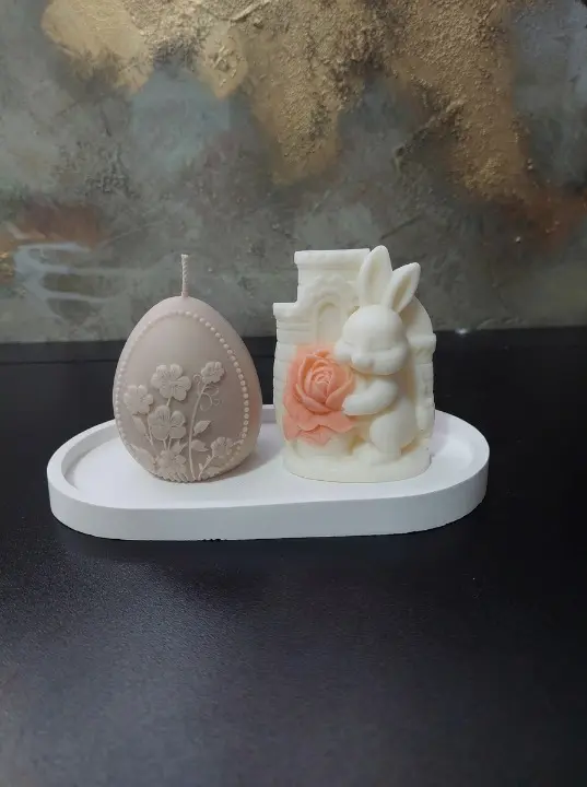 Set Cadou „Primăvară Romantică” – Iepuraș și Ou Floral din ceară naturala de soia [4]