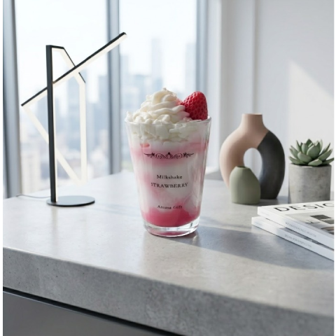 Produse - Lumânare Parfumată Milkshake Strawberry – Răsfăț Dulce în Pahar