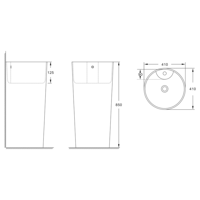 Lavoar stativ, Fluminia, Athos-B, rotund, 40 cm, alb [2]