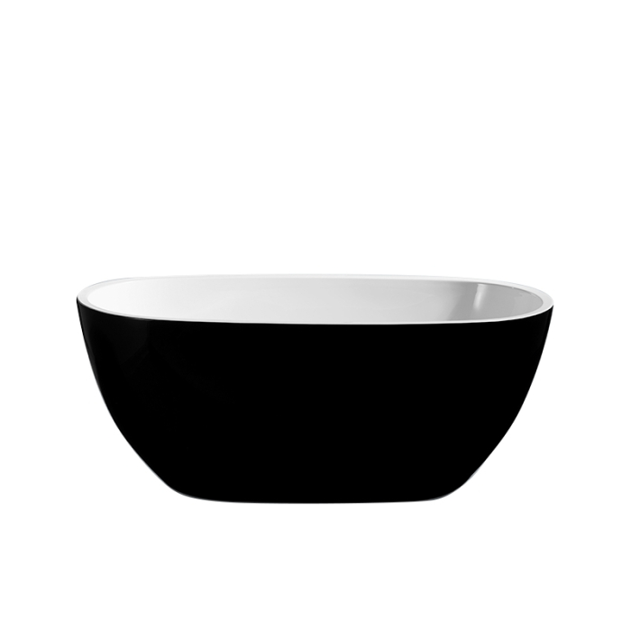 Aura BL-170, cadă ovală freestanding cu instalație completă, interior alb / exterior negru lucios, picioare reglabile [1]