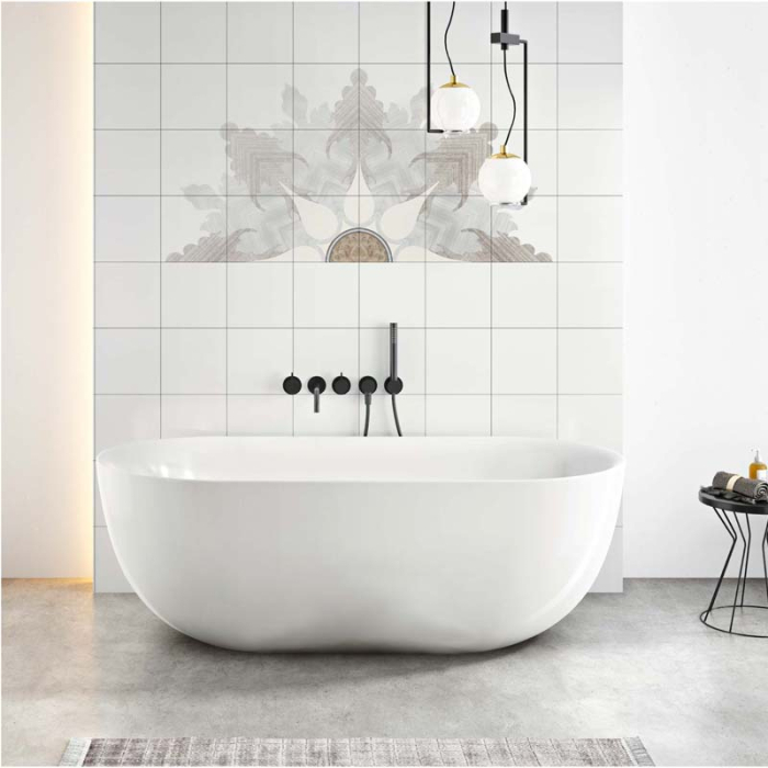 Aura New 170, cadă ovală freestanding, acril sanitar alb lucios, cu instalație completă, 1685x745x600 mm [4]