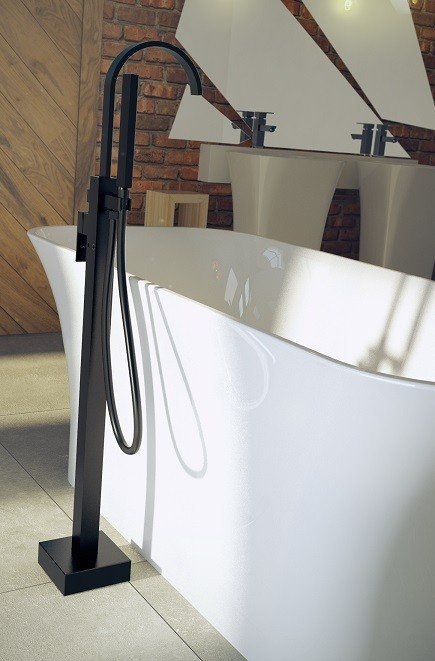 Baterie cadă freestanding Modern II, montaj pe pardoseală, finisaj negru mat [2]