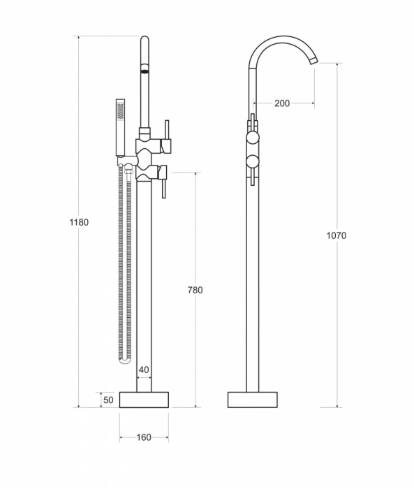Baterie cadă freestanding Illusion I, montaj pe pardoseală, finisaj auriu [2]