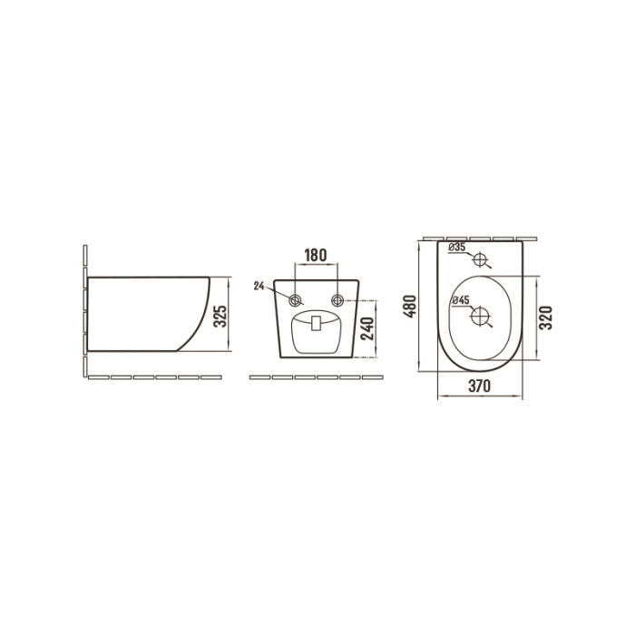 Bideu suspendat Fluminia Alfonzo, gri mat [2]