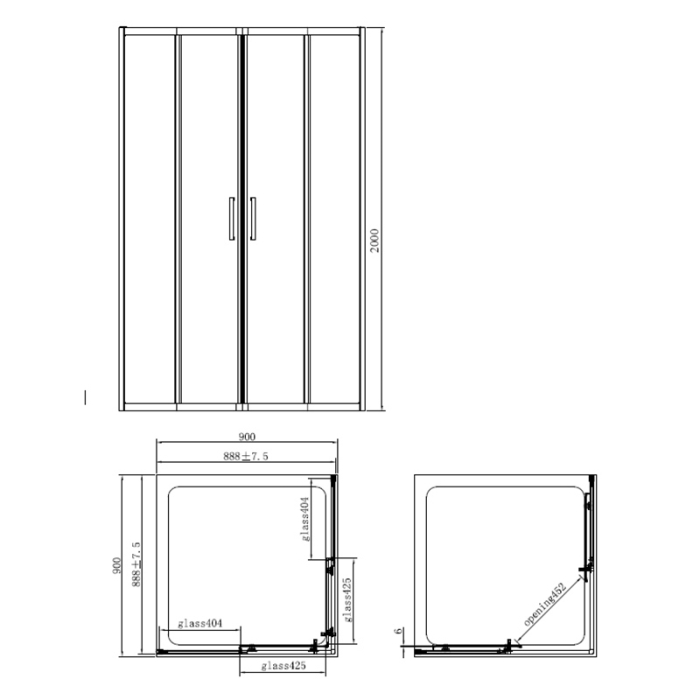 Cabina de dus Mediterraneo, Hector Black, patrata, usi culisante, 90x90 cm, inaltimea 200 cm, negru mat [4]