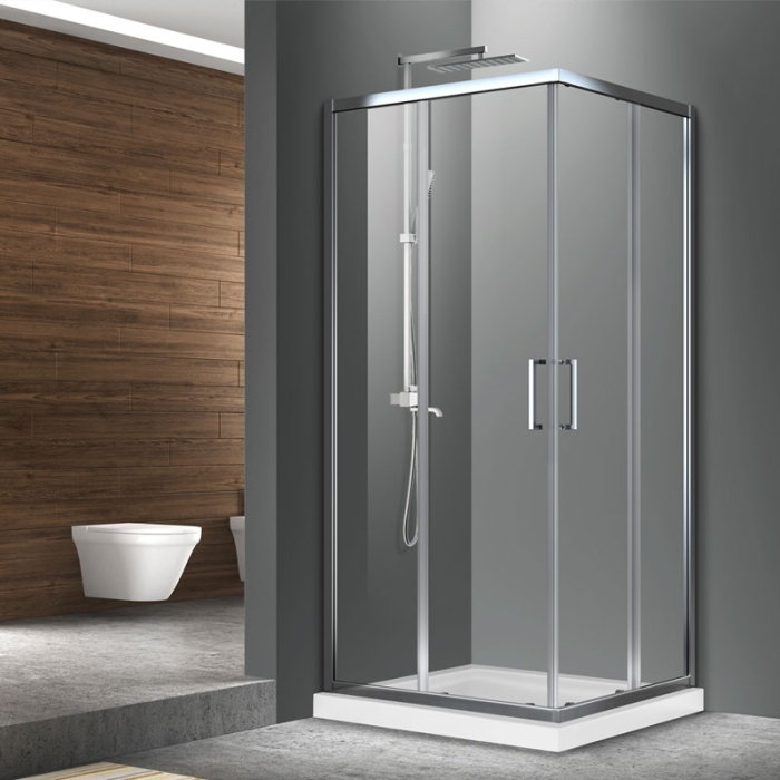 Cabina de dus, Mediterraneo, Hector, patrata, 90x90 cm, inaltimea 200 cm, crom [1]