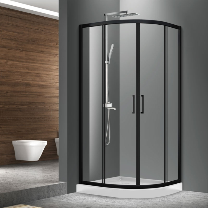 Cabina de dus, Mediterraneo, Meda Black, semirotunda, 90 x 90 cm, inalime 200 cm, negru [1]