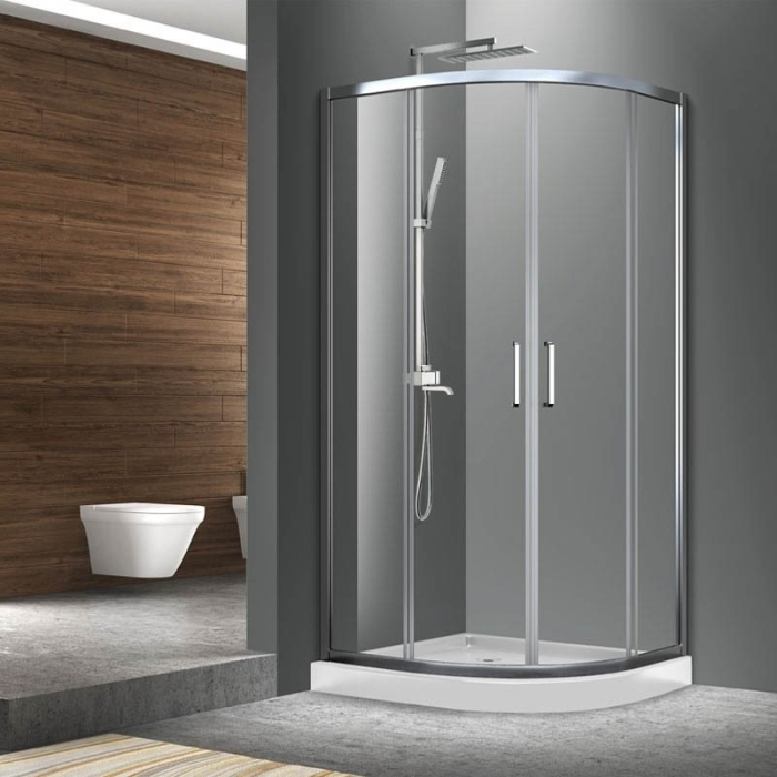 Cabina de dus Mediterraneo, Meda N, semirotunda 90 x 90 cm, inaltime 200cm, crom [1]