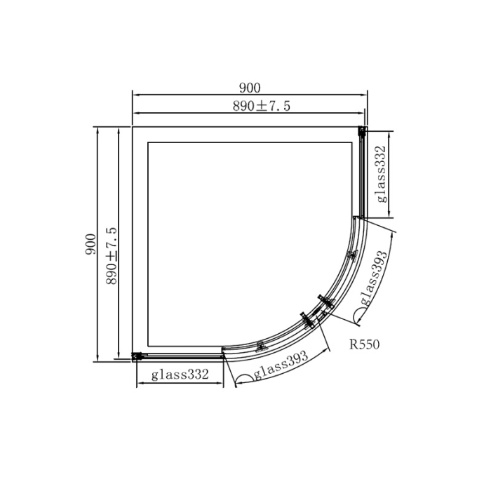 Cabina de dus Mediterraneo, Meda N, semirotunda 90 x 90 cm, inaltime 200cm, crom [4]