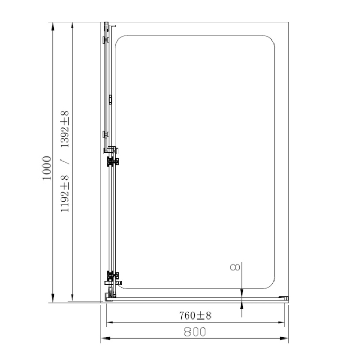 Cabina de dus Mediterraneo, Panda Black, dreptunghiulara 100 x 80 cm, negru mat [3]