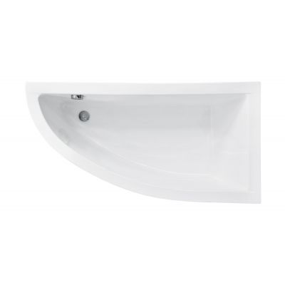 Cadă asimetrică acrilică Besco Praktika 150x70 cm, montaj dreapta, alb, picioare incluse [1]
